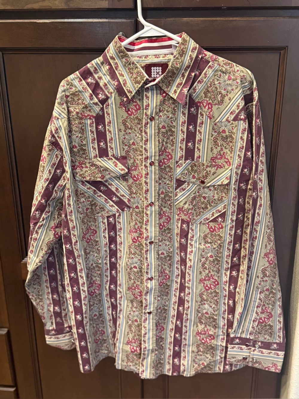 Vintage Y2K Old Skool Urban Wear Paisley Floral Button Up Shirt L